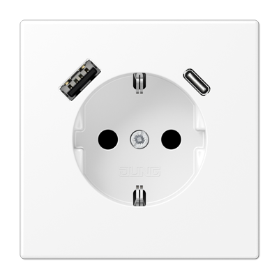 Розетка SCHUKO® з USB A/C, біла матова LS1520-15CAWWM фото