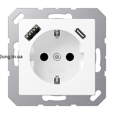 Розетка SCHUKO® з USB A/C, біла матова A1520-15CAWWM фото