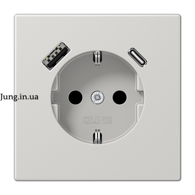 Розетка SCHUKO® з USB A/C, світло-сірий LS1520-15CALG фото