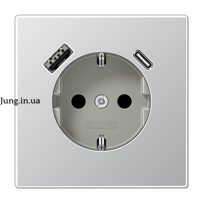Розетка SCHUKO® з USB A/C, алюміній AL1520-15CA фото