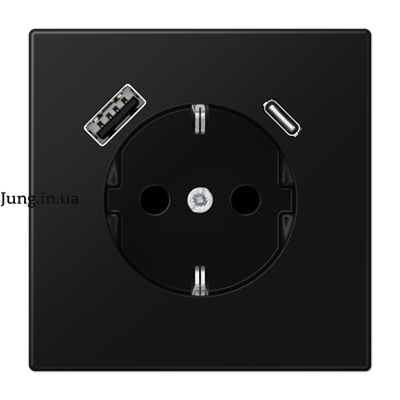 Розетка SCHUKO® з USB A/C, чорна матова LS1520-15CASWM фото