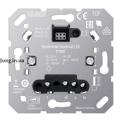 Механізм кнопкового LED димера, універсальний,1 канал 1711DE фото