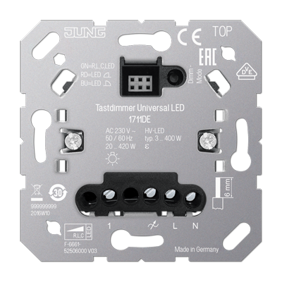 Механізм кнопкового LED димера, універсальний,1 канал 1711DE фото