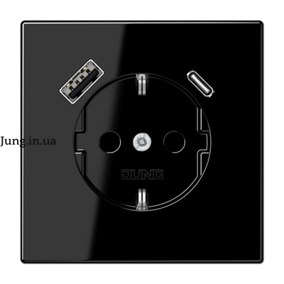 Розетка SCHUKO® з USB A/C, чорна LS1520-15CASW фото