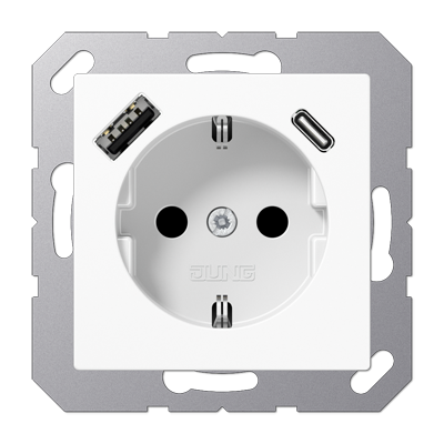 Розетка SCHUKO® з USB A/C, біла A1520-15CAWW фото