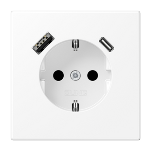 Розетка SCHUKO® з USB A/C, біла матова LS1520-15CAWWM фото