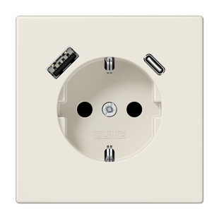 Розетка SCHUKO® з USB A/C, слонова кістка LS1520-15CA фото